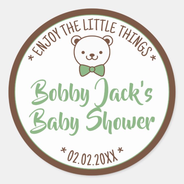 Cute Teddy Bear Rustic Nostalgic Baby Shower Gifts Classic Round Sticker (Front)