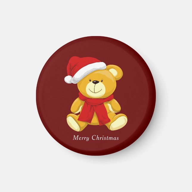 Cute Teddy Bear Santa  Magnet (Front)