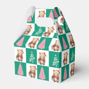 Cute teddy Bear Santa Merry Christmas tree party Favor Box