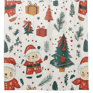 Cute Teddy Bear & Santa on White (1)