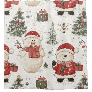 Cute Teddy Bear & Santa on White (2)