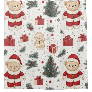 Cute Teddy Bear & Santa on White (3)