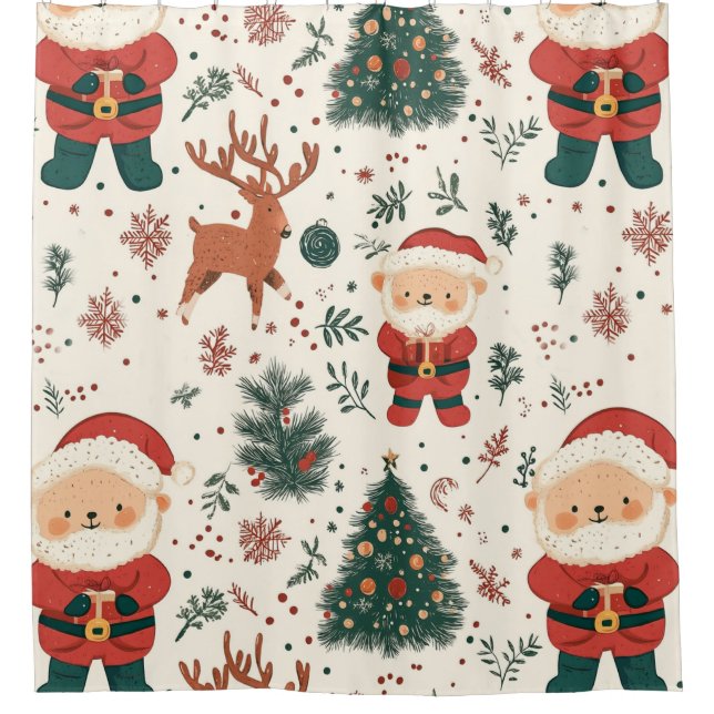 Cute Teddy Bear & Santa on White (4) (Front)