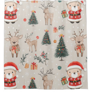 Cute Teddy Bear & Santa on White (5)