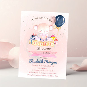 Cute Teddy Bear,Stars Presents Baby Shower Invitation