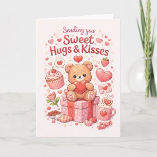 Cute Teddy Bear Sweet Hugs & Kisses Greeting Card 