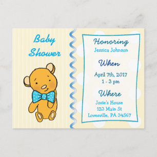 Cute Teddy Bear Tan Baby Shower Invitation Postcard