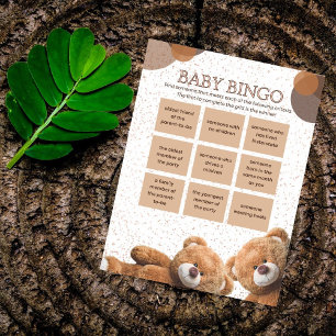Cute Teddy Bear Twin Baby Shower Bingo Game