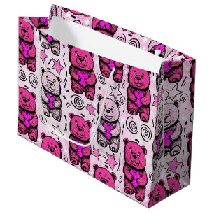 Cute Teddy Bear Valentine Pattern Large Gift Bag