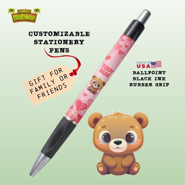 Cute Teddy Bear Valentine's Hearts Gift Pink 🐻❤️ Pen (Creator Uploaded)