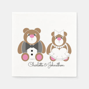 Cute teddy bear wedding napkin