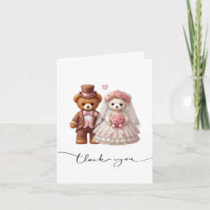 Cute Teddy Bear Wedding Thank You Folded Note Card