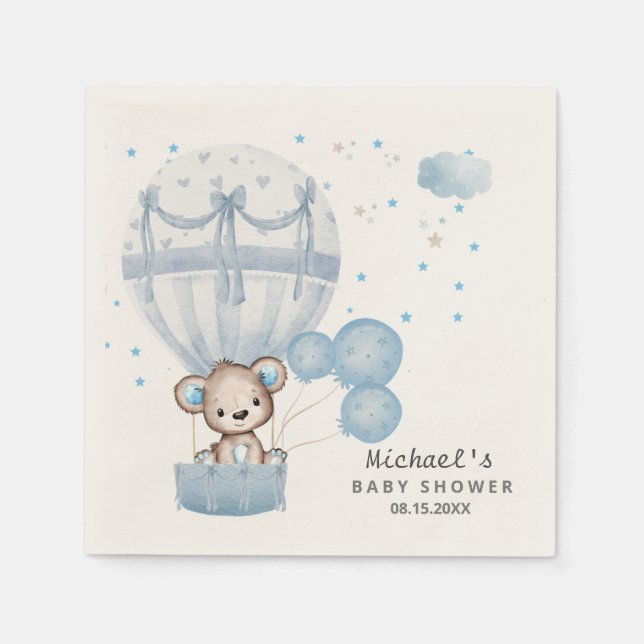 Cute teddy bear with Air Hot Balloon  Napkins (Front)