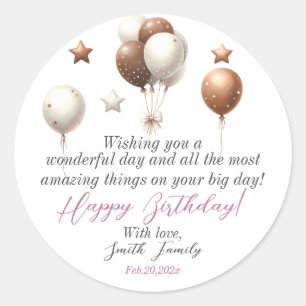 Cute Teddy Bear with Balloons and Gifts Classic Round Sticker