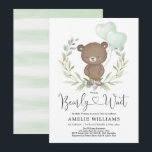 Cute Teddy Bear With Balloons Neutral Baby Shower Invitation<br><div class="desc">Invite your guests with adorable bear themed baby shower invitation. Use the design tools to edit the text,  change font colour and style to create a unique one of a kind invitation design.</div>