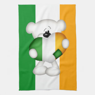 Cute Teddy Bear With Big Irish Heart Kitchen Towel