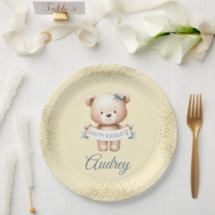 Cute Teddy Bear with Brithday Paper Plate