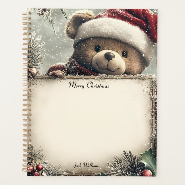 Cute Teddy Bear with Christmas Decorations – Festi Planner (Front)