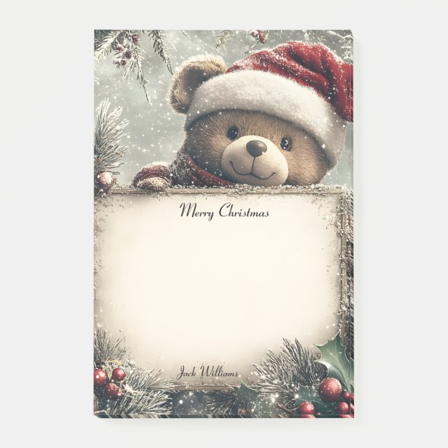 Cute Teddy Bear with Christmas Decorations – Festi Post-it Notes (Front)