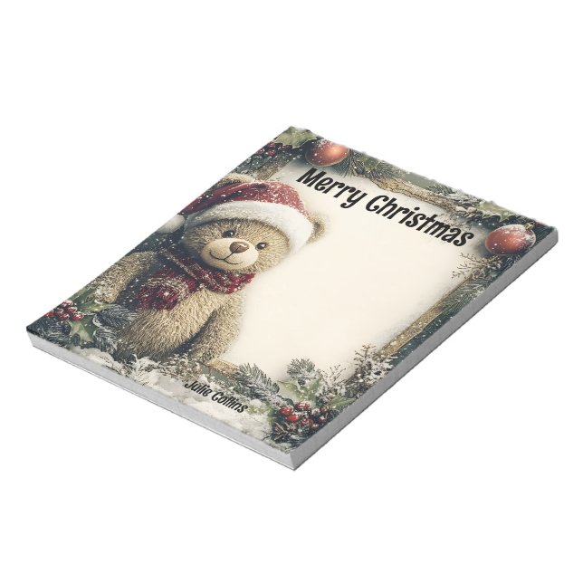 Cute Teddy Bear with Christmas Decorations  Notepad (Rotated)