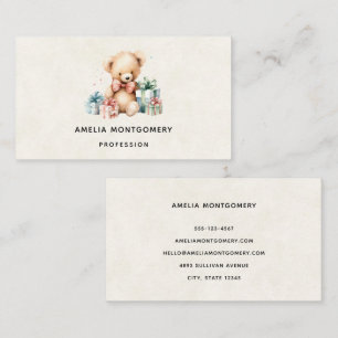 Cute Teddy Bear with Christmas Presents Business Card