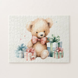 Cute Teddy Bear with Christmas Presents Jigsaw Puzzle