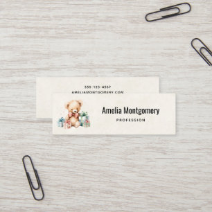 Cute Teddy Bear with Christmas Presents Mini Business Card