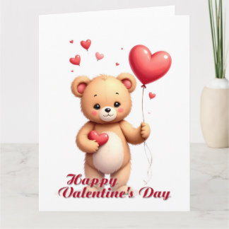 Cute Teddy Bear with Heart – Happy Valentine’s Day Card