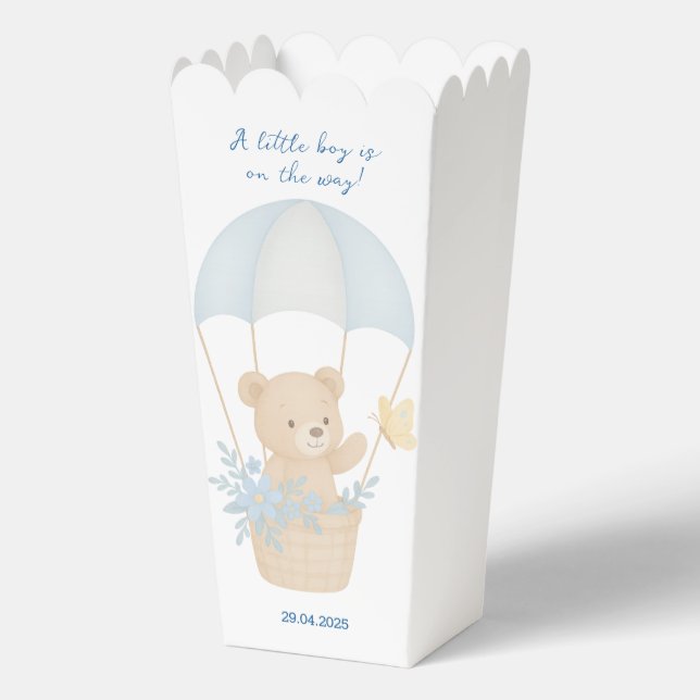 Cute Teddy Bear with Parachute Baby Shower  Favor Box (Front)