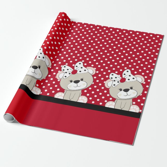 cute teddy bear wrapping paper (Unrolled)