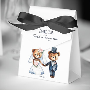 Cute teddy bears bridal couple wedding thank you favor box