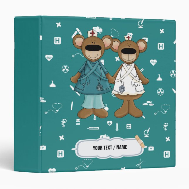 Cute Teddy Bears Custom Gift Binder for Nurse (Front/Spine)