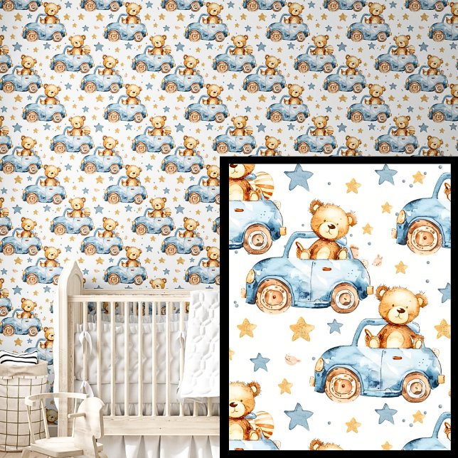 Cute Teddy Bears in Blue Cars Wallpaper (Creator Uploaded)