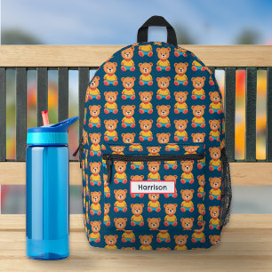 Cute Teddy Bears Kids Patterned Colourful Bright Printed Backpack