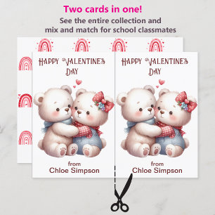 Cute Teddy Bears Kid's Valentine Classroom Card