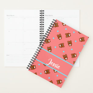 Cute teddy bears on pink planner
