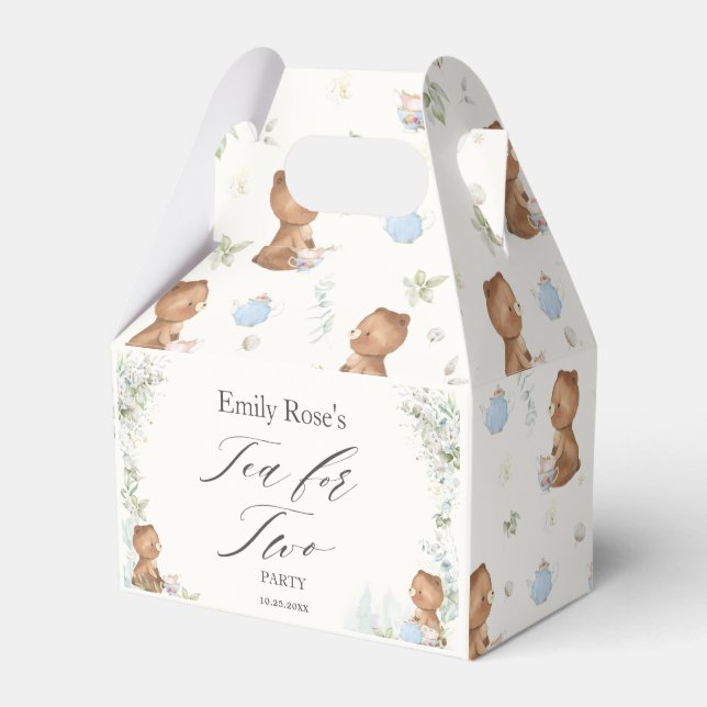 Cute Teddy Bears Tea for Two 2nd Birthday  Favour  Favor Box (Front Side)