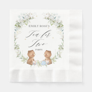 Cute Teddy Bears Tea for Two 2nd Birthday Party  Napkin
