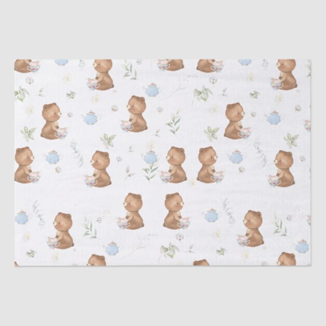 Cute Teddy Bears Tea Party Tea for Two Decoupage Tissue Paper (Front)