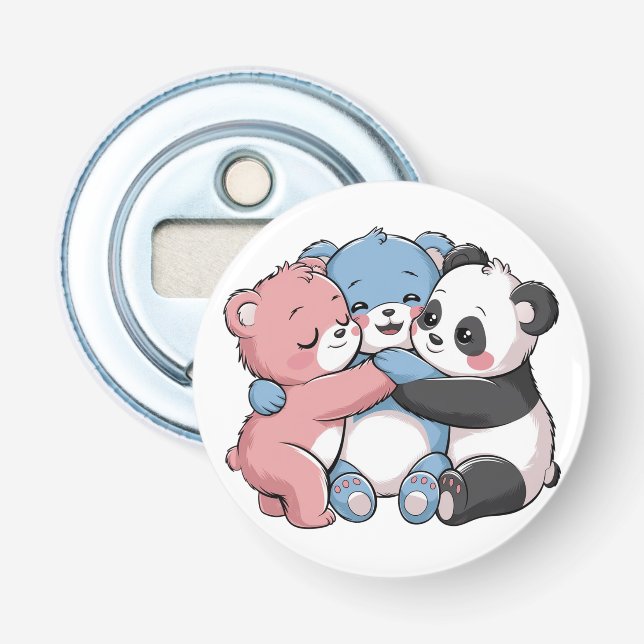 Cute Teddy Bears with Panda Bottle Opener (Front)
