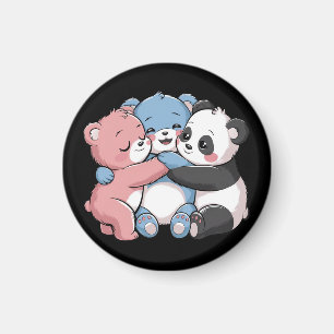 Cute Teddy Bears with Panda Magnet