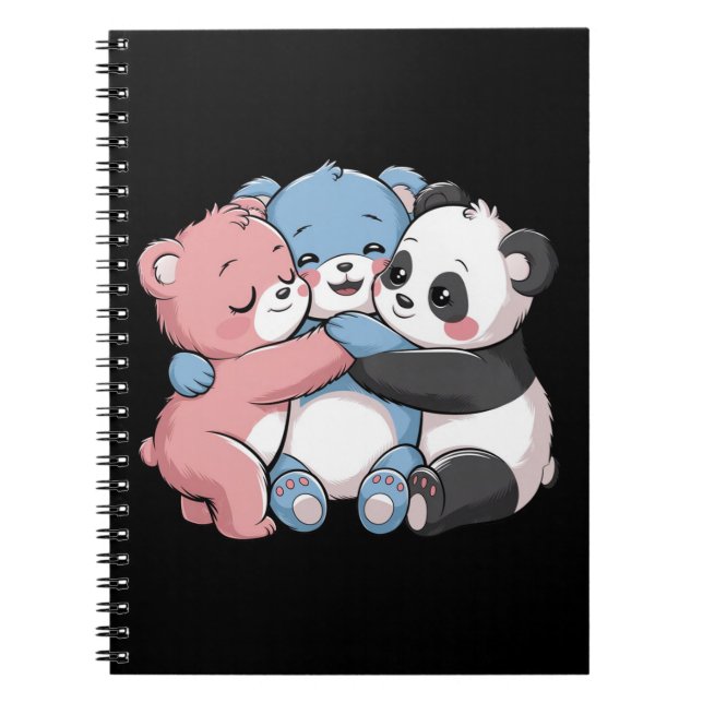 Cute Teddy Bears with Panda Notebook (Front)