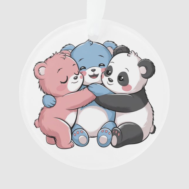 Cute Teddy Bears with Panda Ornament (Front)