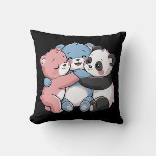 Cute Teddy Bears with Panda Throw Pillow