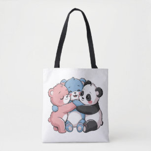 Cute Teddy Bears with Panda Tote Bag