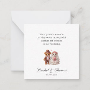 Cute Teddy Bride And Groom Wedding Thank You Card