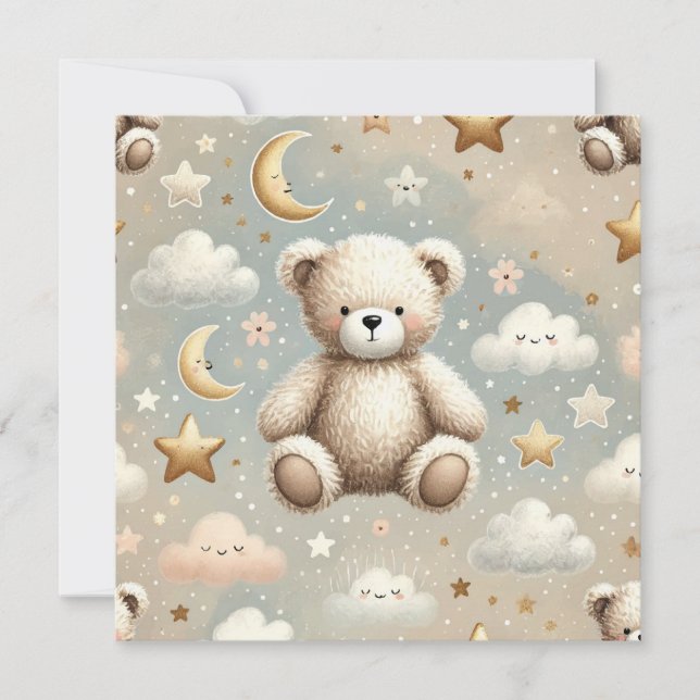 Cute Teddy Faire-part de naissance ou invitation (Devant)