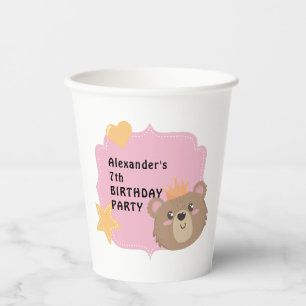 Cute Teddy Kids Custom Birthday Party Disposable Paper Cups