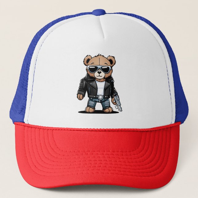 Cute Teddy Memes Trucker Hat (Front)