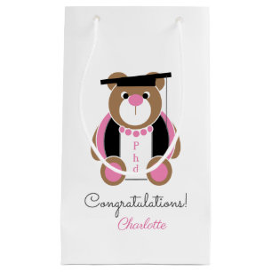 Cute teddy phd small gift bag